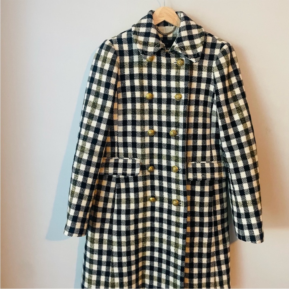 J. Crew Checkered Wool Pea Coat Blogger Fav RARE